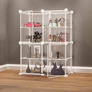 BOXJOY 8 Shelf Transparent Display Rack with Clear Panels and Doors Storage Cabinet for Action Figures Toys Bookshelf Stand for Bedroom Living Room Study Showcase Shelves Organizer Storage Rack Home