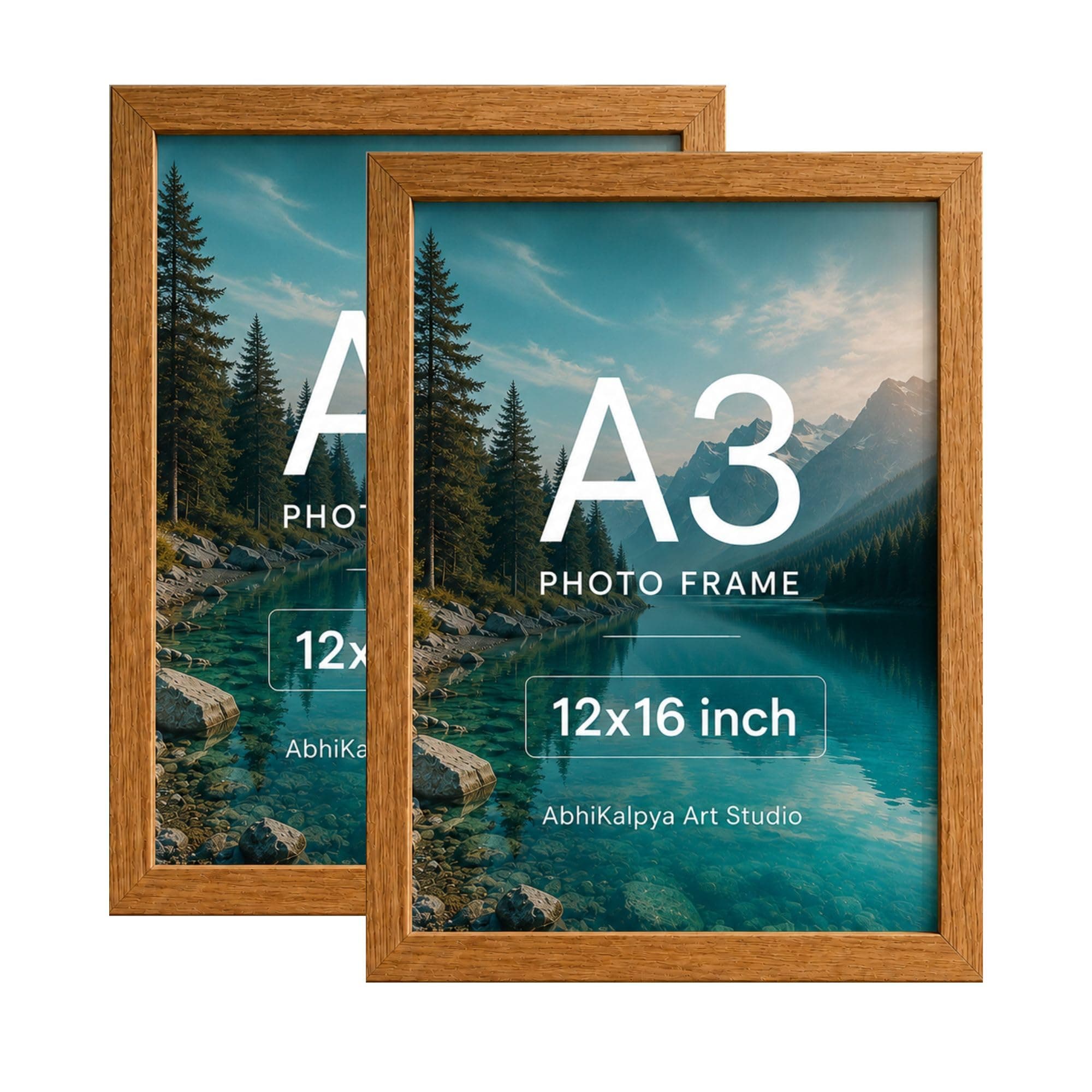 AbhiKalpya Art Studio Colourful A3 size Photo Frame 12x16 Inch Empty Acrylic Photo Frame (Teak Color) (Set of 2)