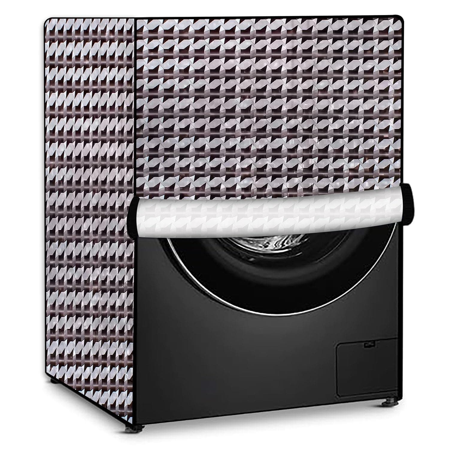 Stylista Washing Machine Cover Compatible for Samsung 7 Kg Fully Automatic Front Load Washing Machine with in-Built Heater White WW70J42E0KW/TL Symmetric Pattern Grey
