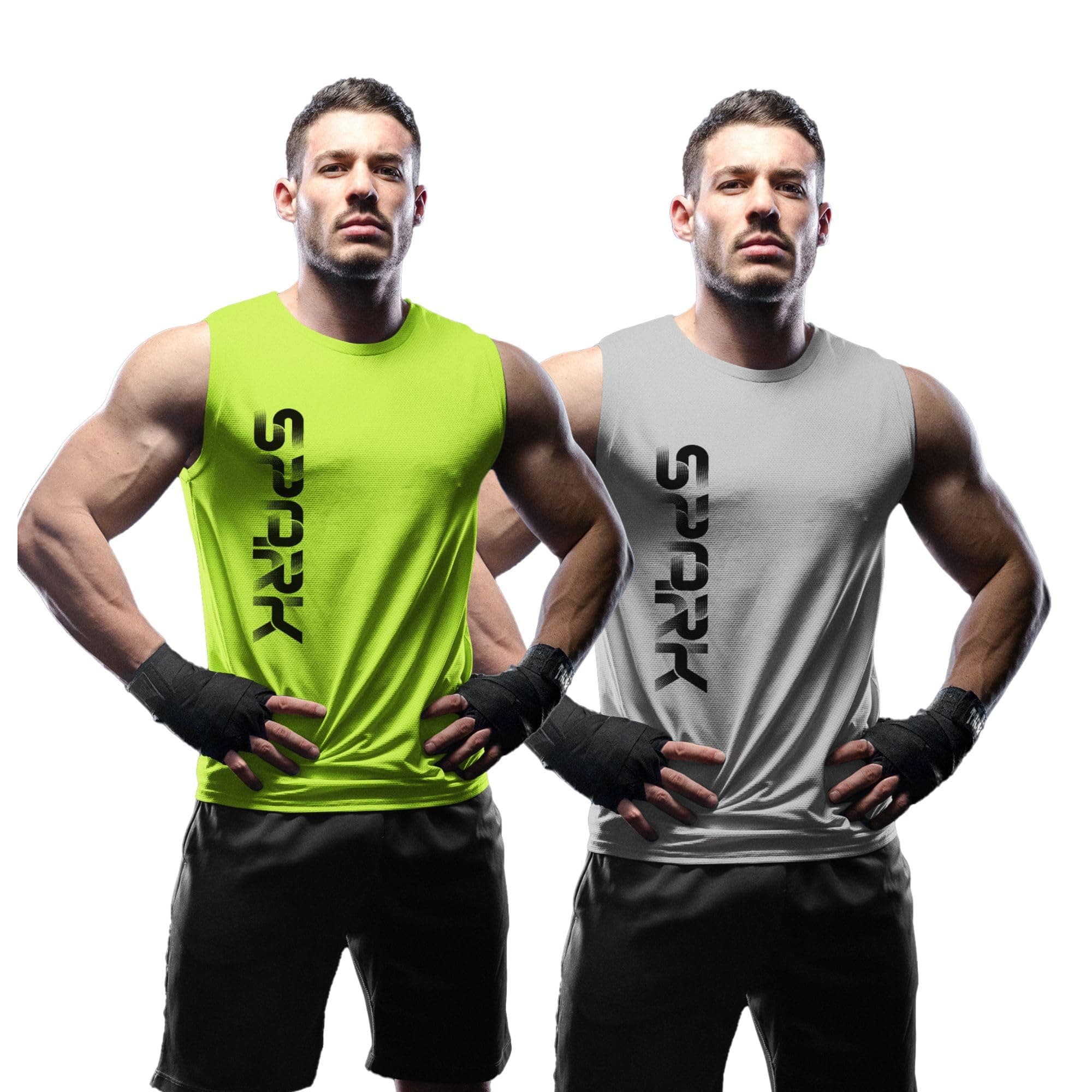 3Colours RGB Men's Active Wear Sleeveless Tank top, Gym Vest, Leisure wear -Spark CCUT