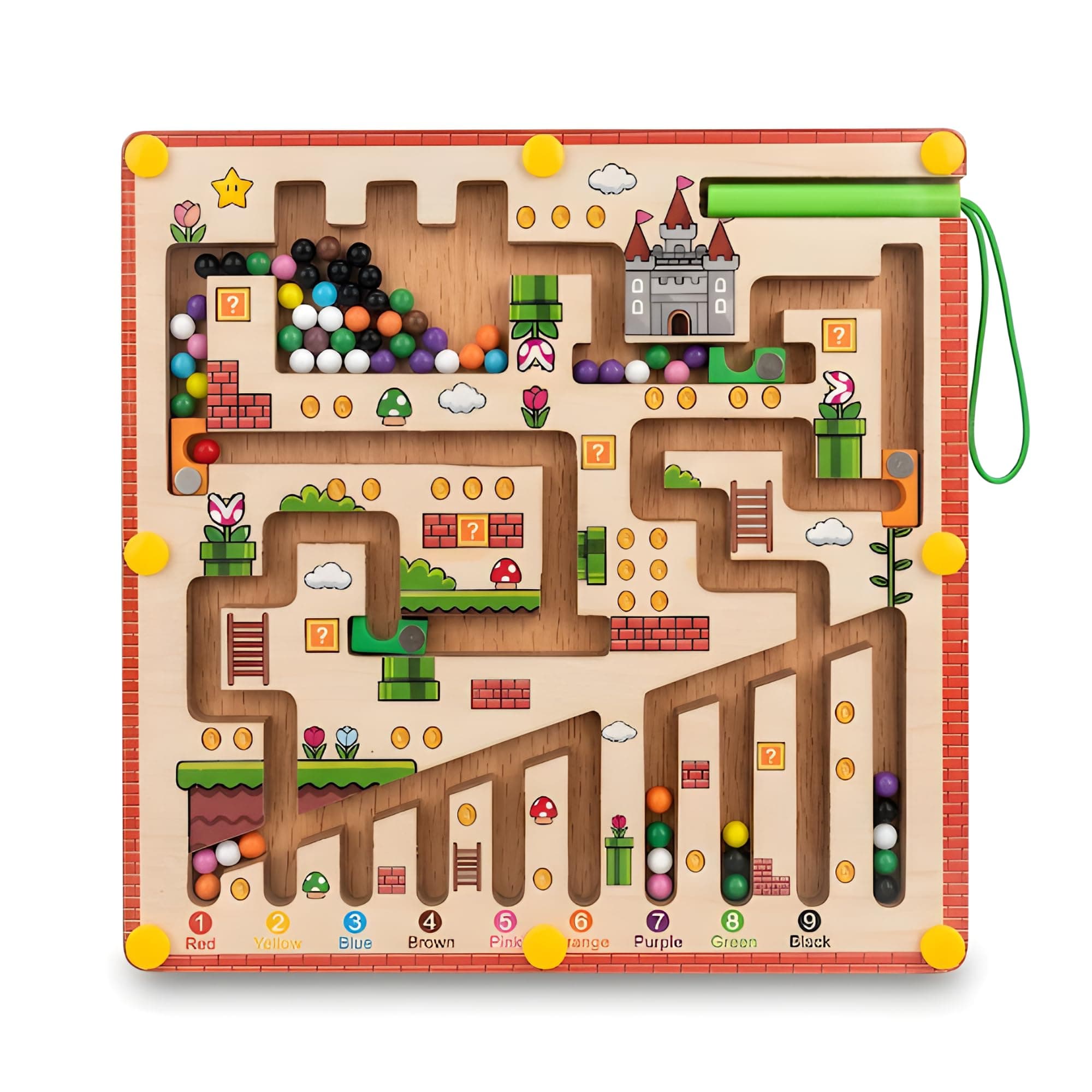 JOUET Wooden Magnetic Bead Maze Board for Kids – Color & Number Matching Puzzle with Magnetic Wand, Montessori Learning Toy for Fine Motor Skills, Educational Travel Game for Boys & Girls