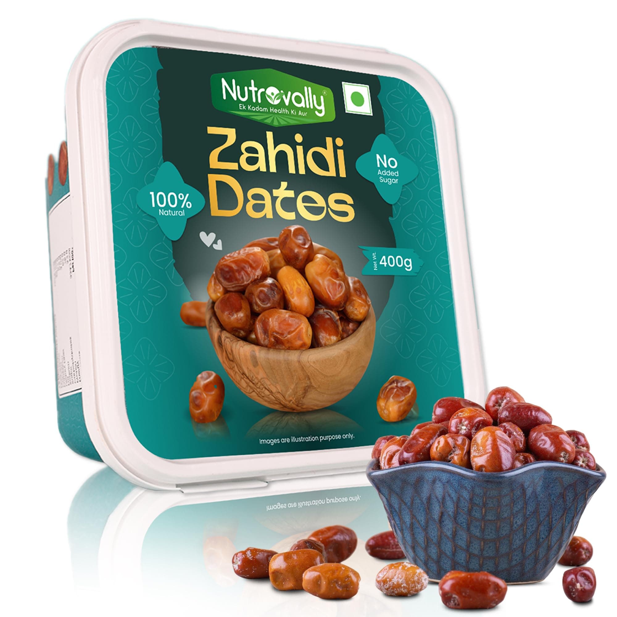 NutroVally Zahidi Dates 400g| Premium Khajur | Dry Fruits|Date| Natural Energy Booster & Rich in Fiber, Iron & Essential Nutrients | Dates in Fresh | Ideal for Snacking|Fasting & Daily Nutrition
