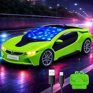 Green Rechargeable Remote Control Car Toy, RC Racing Vehicle for Children, High Speed, 3D LED Light Car, Kids Battery Car, RC for Boys & Girls, Toys for Kids, Birthday Gift for Boys and Girls
