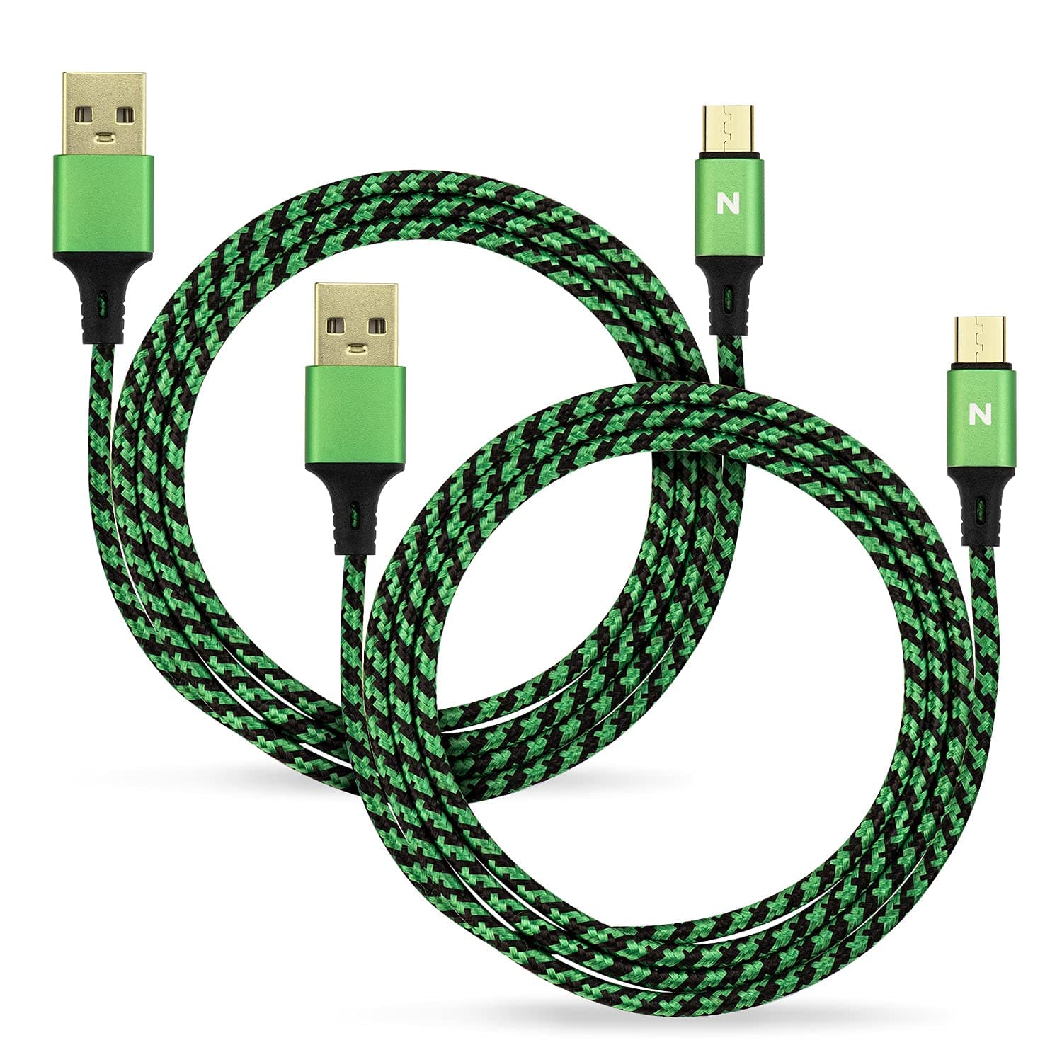 Nitho Micro USB Charging Cable [4 Meters, Pack of 2] Micro-B Charge and Play Cable for Xbox One, PlayStation 4 Controllers and Devices with Interfaces, USB-A to Cables - Green