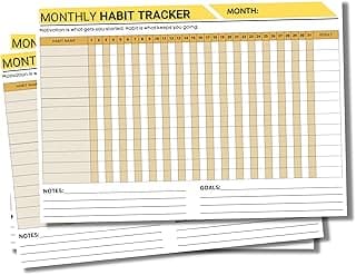 Amazon Brand - Umi Monthly Habit Tracker Undated Calendar (12 Sheets/A4 Size) For Goal Achievement, Habit Building