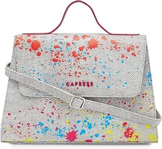 Caprese Splash Satchel Bag, Small | Stylish Printed Handbag for Women with Adjustable & Detachable Sling Strap | Magnetic Snap & Zipper Closure | Ideal for Office & Daily Use