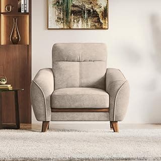 Urban Ladder Ronan 1 Seater Fabric Sofa in Beige Colour