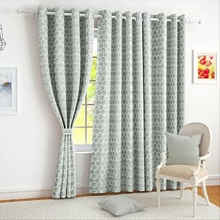 Story@Home Door Curtains 7 Feet Long Set of 1 | Room Darkening Curtain | Hexagon Hive Printed | Thermal Insulated Curtain for Living Room | (116 X 215 Cm, Grey) | Perfect for Home Decor