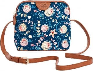 TEAL BY CHUMBAK Women's Crossbody Sling Bag, Compact Polyurethane Box Bag with Zipper Closure, Stylish and Lightweight Daily Use Shoulder Bag for College, Office, Travel, and Casual Outings