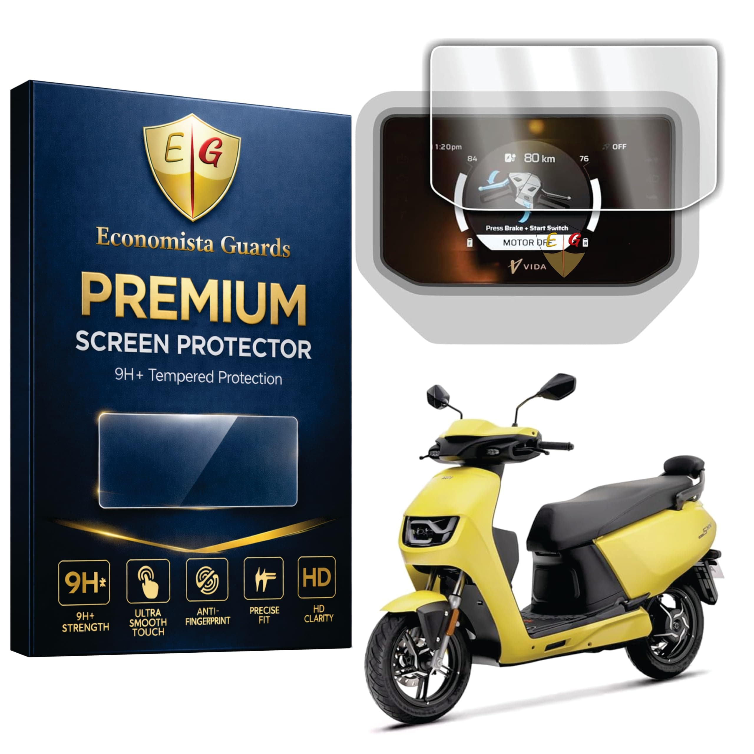 Economista Guards 9H Screen Guard for Your Hero Vida VX2 Plus & VX 2 Go [2025+] Electric Scooter || 4.3 Inch | LCD Digital Meter Protector | Anti-Scratch TFT Display Cover | HD Clarity Speedometer Film | Scooter Dashboard Accessory