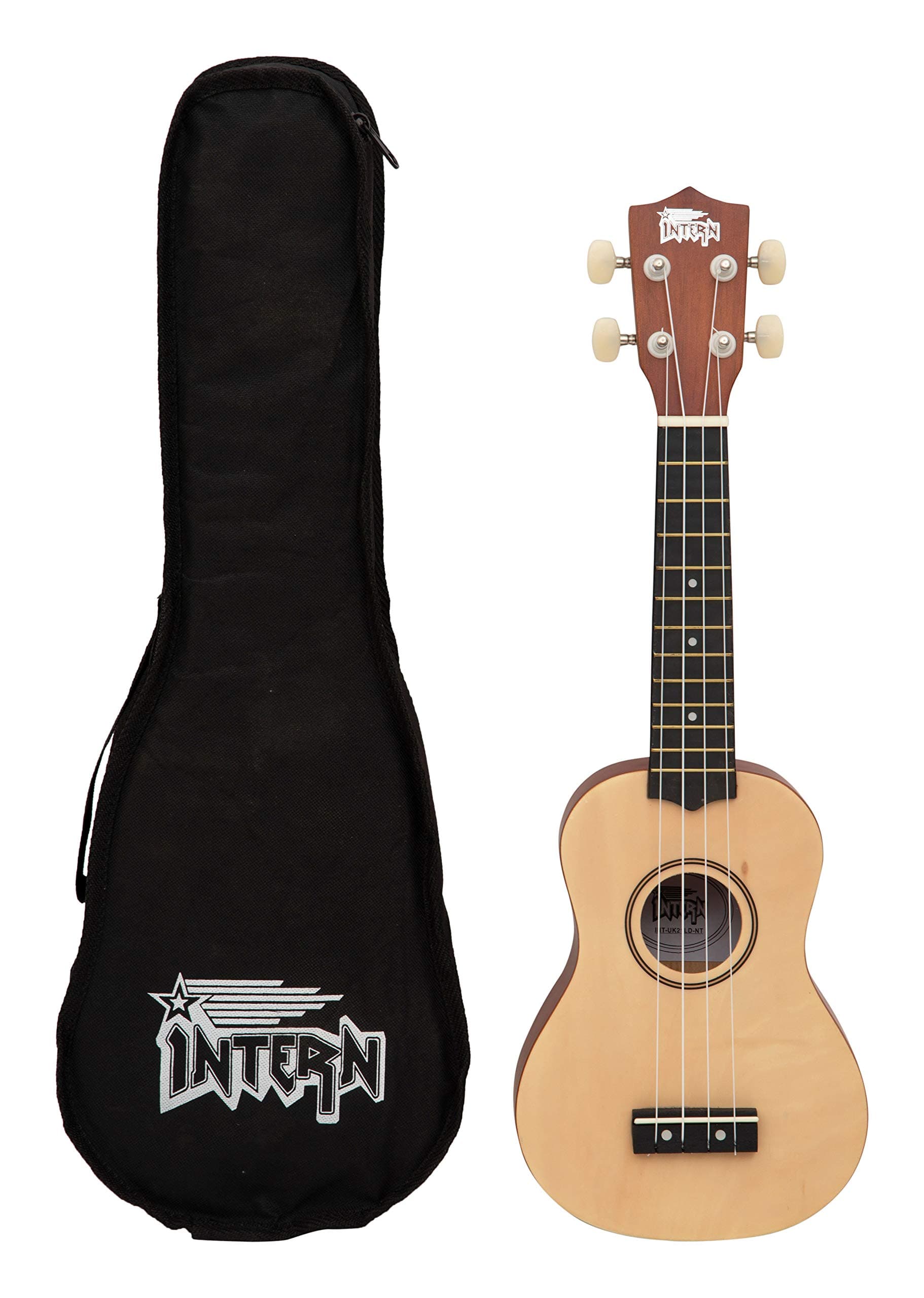 Intern Soprano Ukulele 21 Inch – Wood Body Beginner Ukulele with Bag | Soft Nylon Strings | Easy-Play Fingerboard | Ideal for Kids & Adults (Natural)
