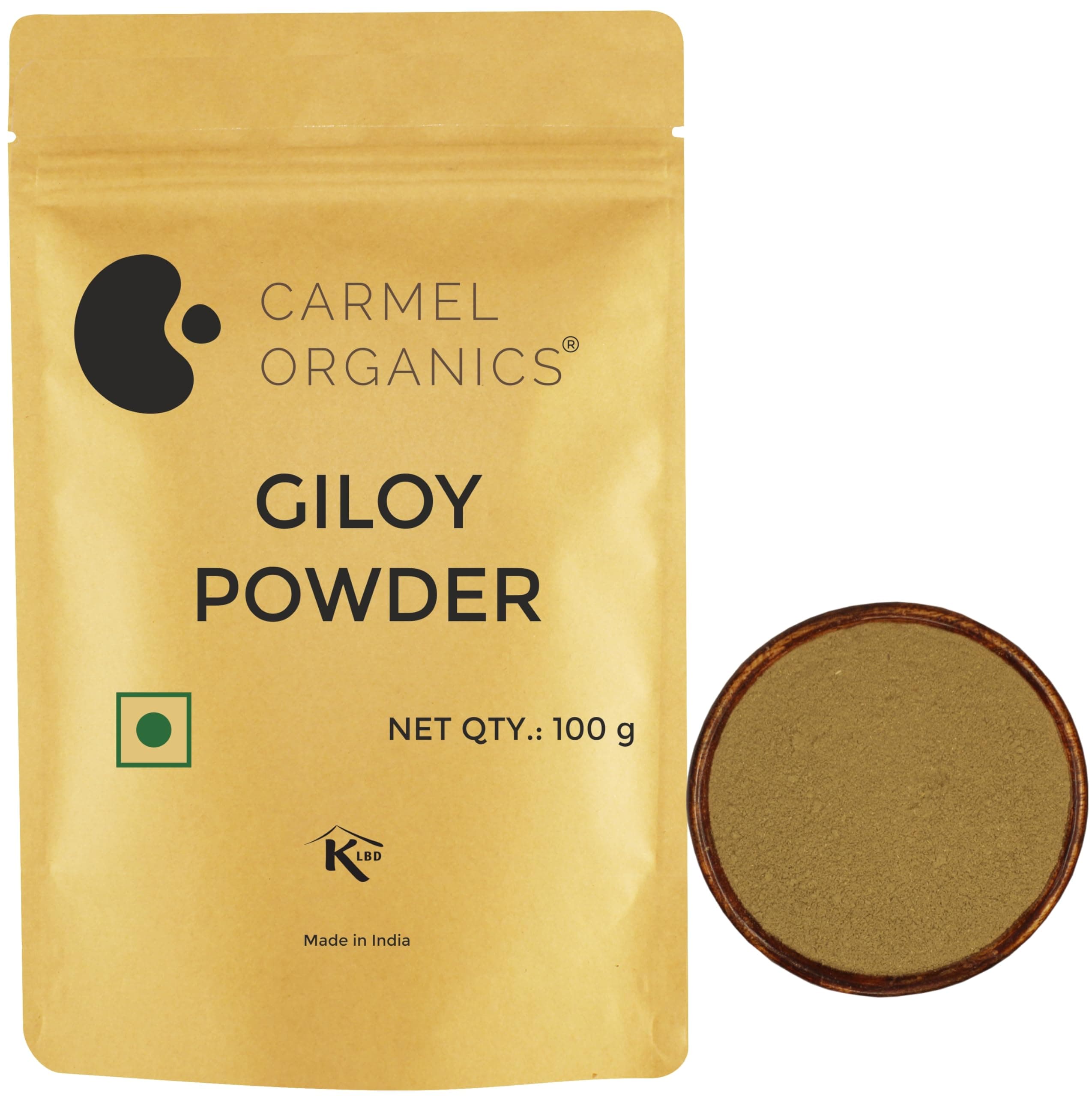 CARMEL ORGANICS Giloy/Guduchi/Gulvel Stem Powder 100 Grams | Immunity Booster, Natural Ayurvedic Herb, Tinospora cordifolia, No Added Preservative