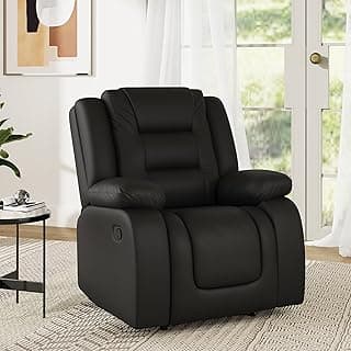 Amazon Brand - Solimo Fraklin | Single Seater Sofa Recliner | Manual Recliner (Leatherette_Black)