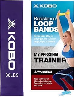 Kobo AC-85 Resistance Loop Band 3" Wide for Latex Squats, Hips & Glutes, Yoga, Crossfit, Stretching, Strength Training, Physical Therapy Tension 40-65 LBS, (Blue) with Workout Guide