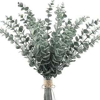 Tdas 20 Pcs Artificial Plants Eucalyptus Stems for Home Decor Faux Leaves Plant Fake Flower Bouquet Centerpiece Greenery Branches Decoration Table Vase Wedding Christmas (Green)
