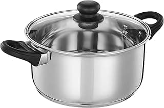 Amazon Brand - Solimo Stainless Steel Induction Bottom Dutch Oven with Glass Lid (24cm, 5 litres)