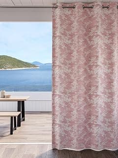 Ddecor Curtain Pack of 1, Polyster Jacquard Leaves Curtain, Door 7 FT, Tremolo, Room Darkening |135 CM X 225 CM, Pink