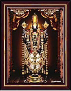 Pavan Photo Laminations Tirupati Balaji Lord Venkateshwara Swamy Wall Painting Framed Home Decor (Wood,Acrylic,Brown,Small Size,6x8 Inch) B411S