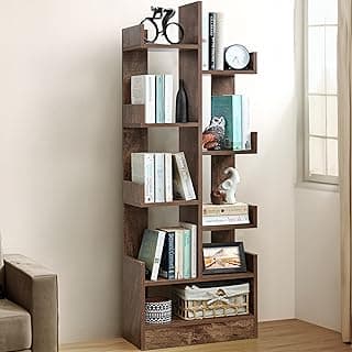 ABOUT SPACE Open Book Shelf Book Storage Display Rack - Wooden Multipurpose Book Storage Display Organizer Rack with Solid Finish Showcase Stand (Brown - L 47 x W 20.8 x H 141.2 cm)