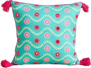 Chumbak Jhilmil Cushion Cover, 16" | Cotton Cushion Cover (16 x 16 Inches) | Case for Sofa Set, Bed, Living Room, Bedroom | Cotton Fabric with Back Zipper
