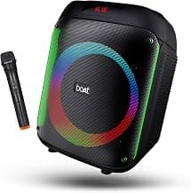 boAt PartyPal 220 Bluetooth Party Speaker w/ 80 W Signature Sound, RGB LEDs, Up to 6 hrs Playback, BT v5.3, AUX & USB Port, Wireless Mic, Bass & Treble EQs, TWS Mode(Midnight Black)