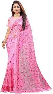 SATVASHIV Women's Net Embroidered Saree Zakhi-New