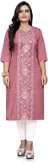 Hetsa Women's Casual Embroidered Plus Size Cotton Blend Kurta