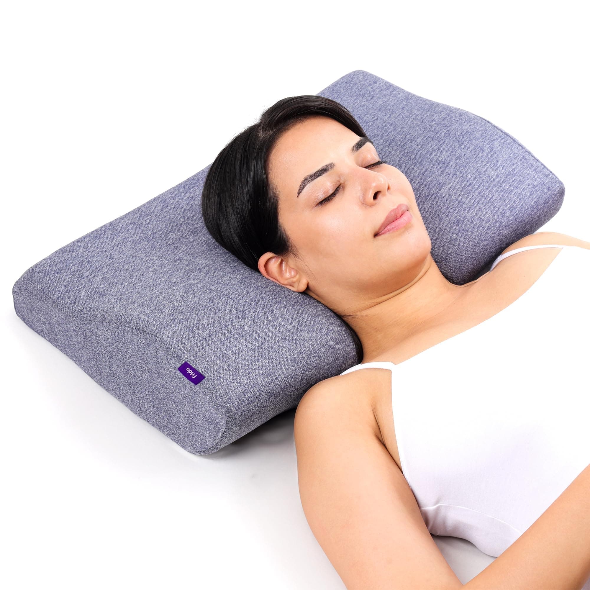 Frido Ultimate Contour Cervical Neck Pillow | for Pain Relief Sleep | Improves Posture & Spinal Alignment | Neck Pain Relief Cushion with Ultra Responsive Memory Foam & Skin Friendly Cover | Blue