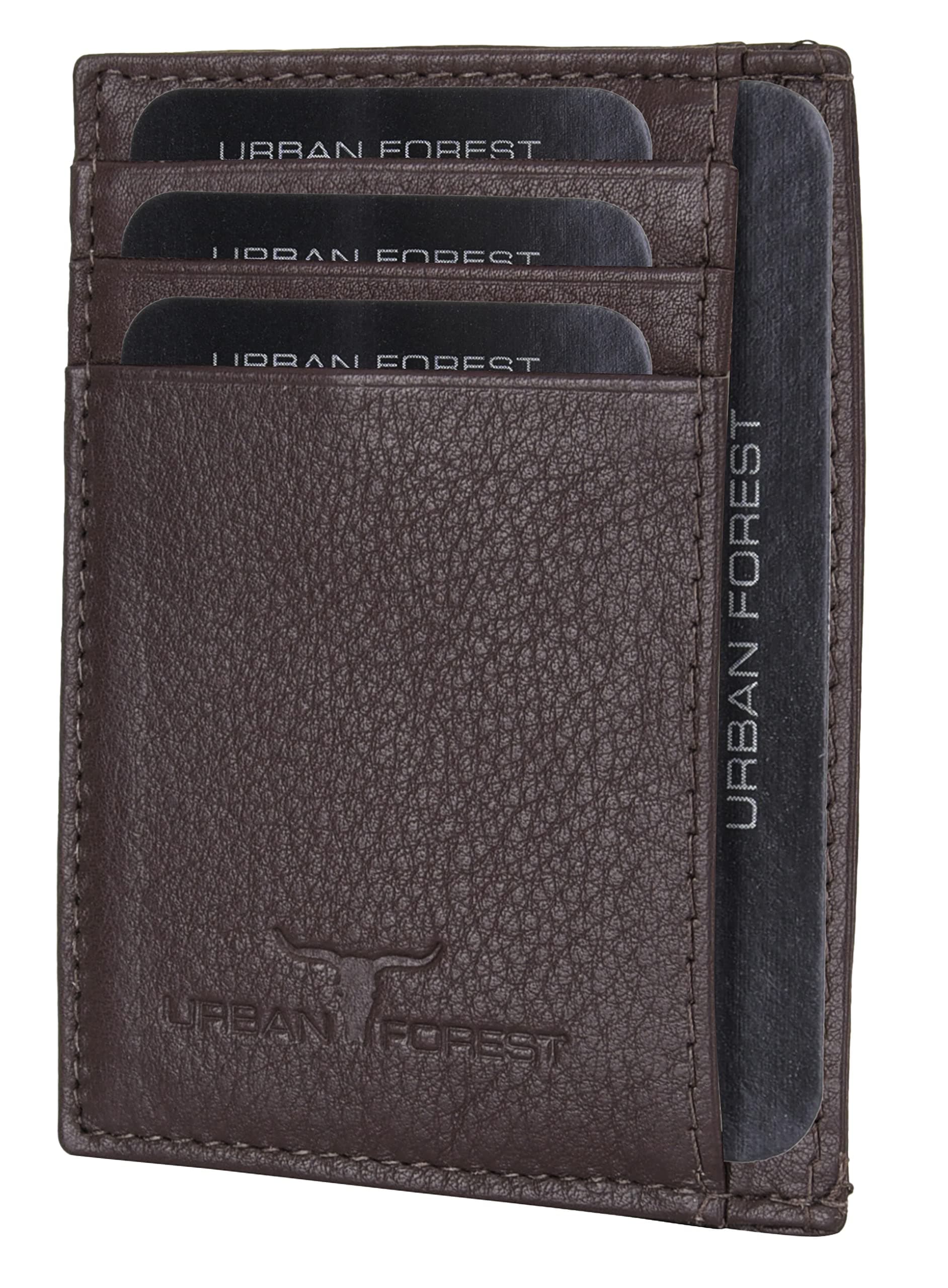 URBAN FOREST Brown Chris Leather Credit Card Holder for Men