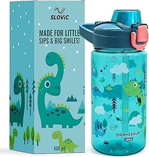 SLOVIC Water Bottle for School Kids [600 ML] | BPA Free Sipper Water Bottle for Kids | Leak-Proof Kids Water Bottle with Carrying Handle | Ideal for School, Travel & Home