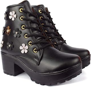 KRAFTER Classic Black Boots for Women & Girls – Fashionable High Ankle Winter Shoes Soft Insole Lightweight & Durable – Casual Wear
