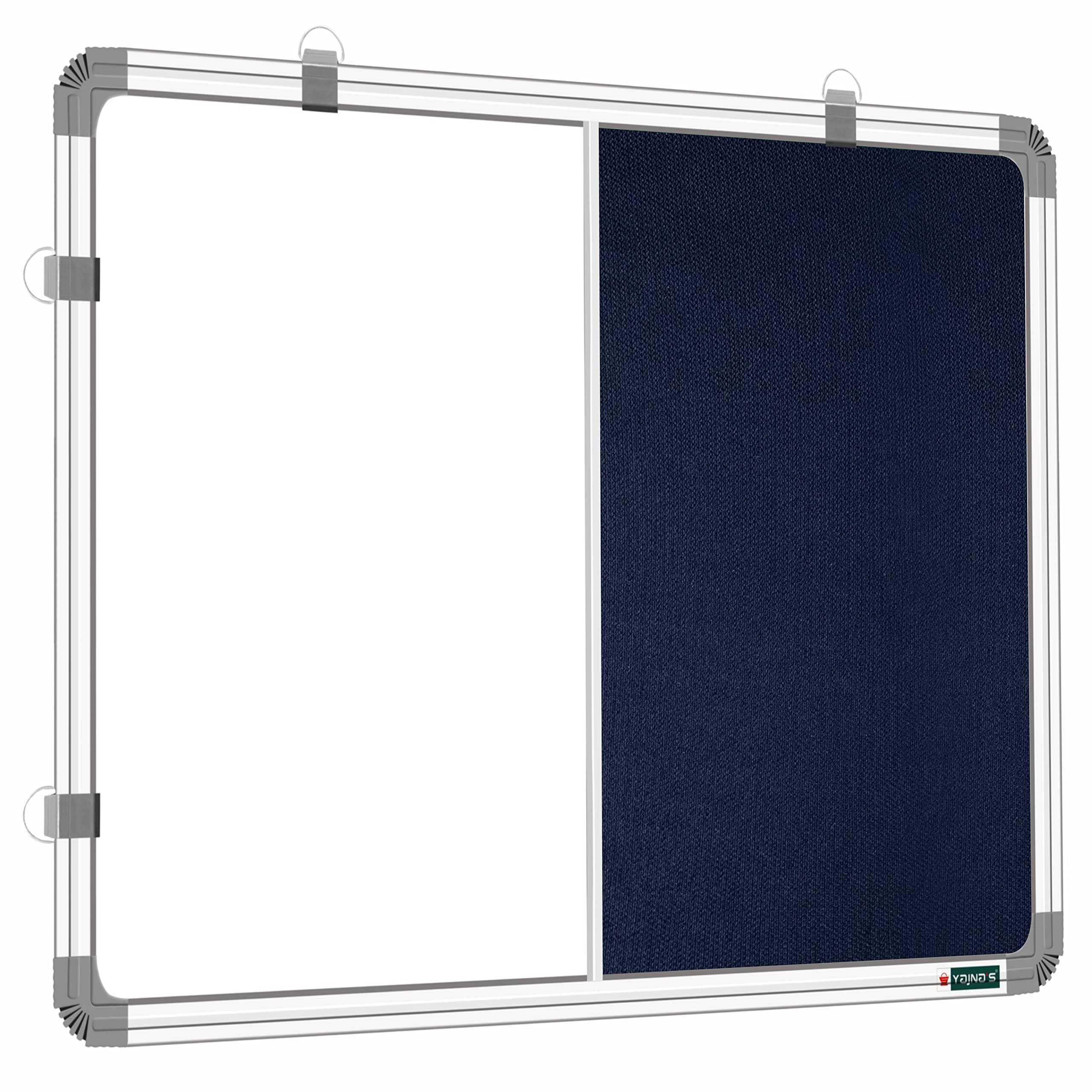 YAJNAS® 1.5X2 Feet Premium Combination Board (Non - Magnetic Whiteboard with Blue Pin-Up/Notice Board) for Home, Office and School. Heavy-Duty Aluminium Frame (Pack of 1 Board)| Color - Blue