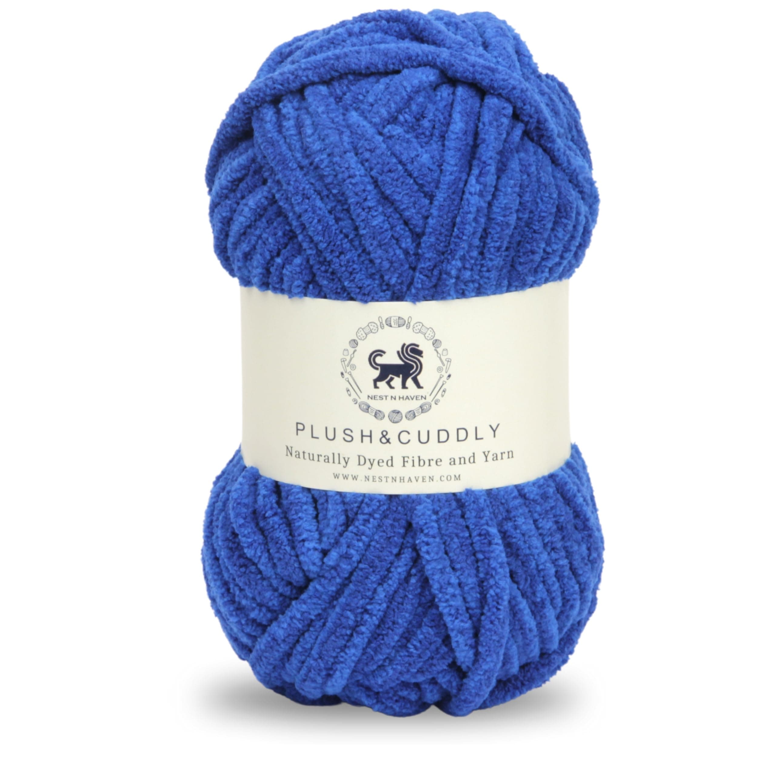 NESTNHAVEN, Wool, Plush & Cuddly, Chenille Yarn Supersoft Hand Knitting Wool Ball, (1 Ball/100 Gram Each) Ball Suitable for Craft, Babywear, Baby Blankets, 5 Bulky, Shade no - NNHB0031 (Dark Blue)