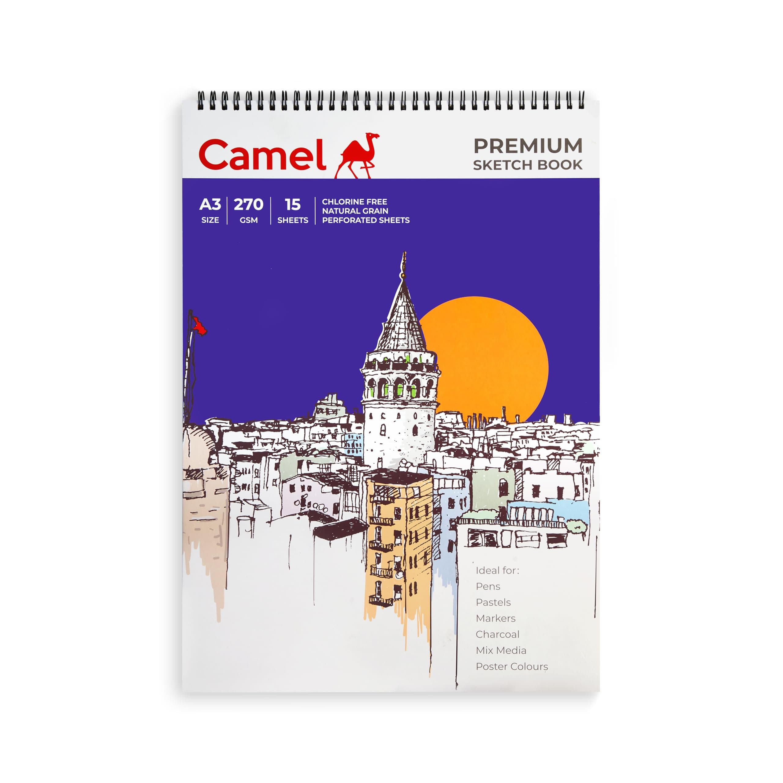 Camel Premium A3 Sketch Book 270 GSM, 15 Sheets