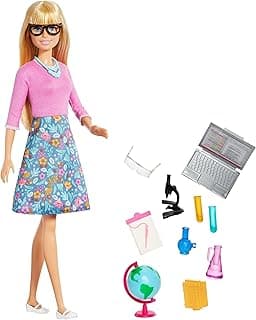 Barbie® Teacher Doll, Blonde, with 10 Teaching Accessories, Including Spinning Globe and a Laptop That Opens and Closes, Gift for 3 to 7 Year Olds