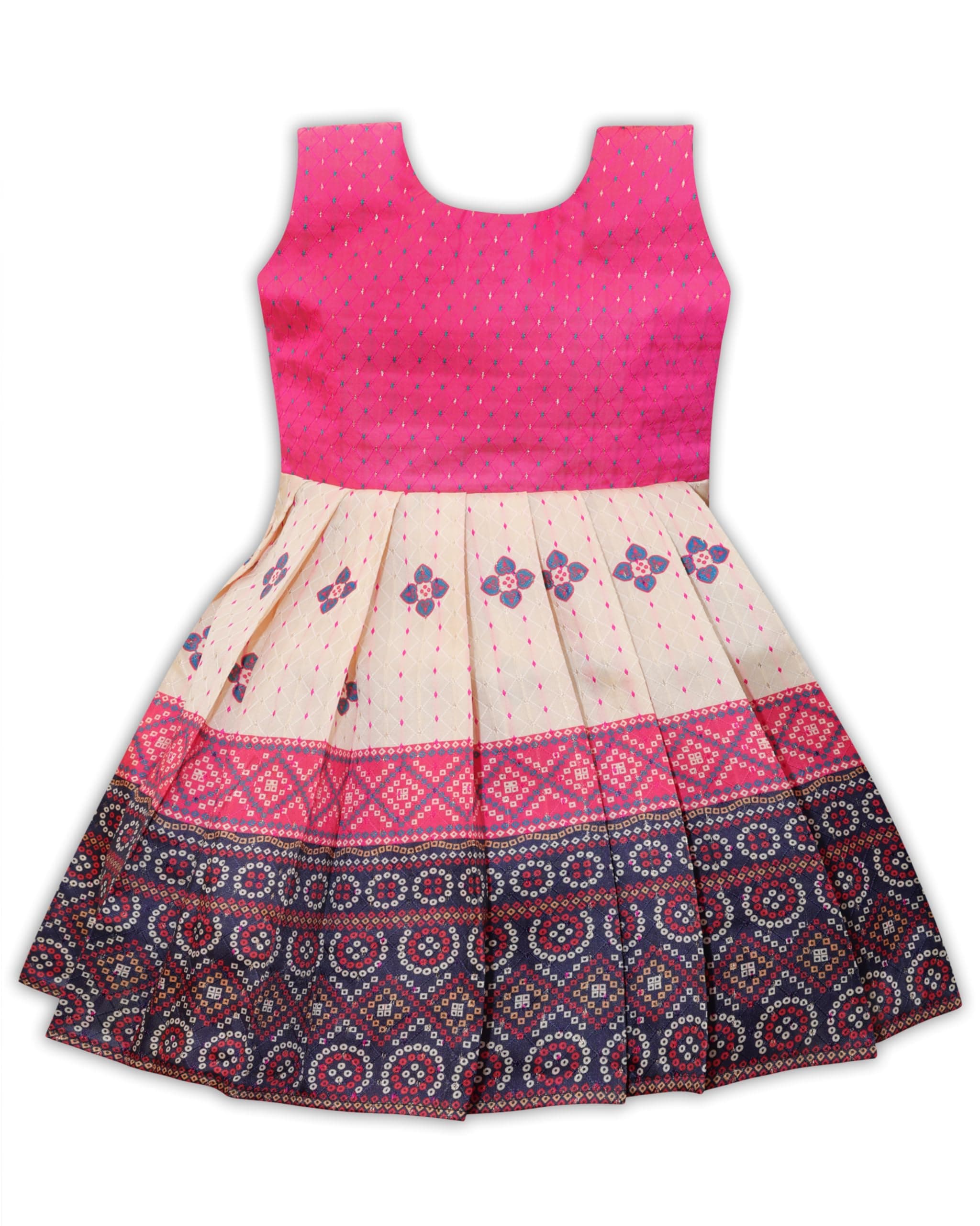 Suzvan South Indian Traditional Pattu Pavadai Jacquard Silk Frock Dress for Baby Girls