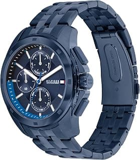 Tommy Hilfiger Men's Blue-Tone Stainless Steel Bracelet Watch, 22 mm