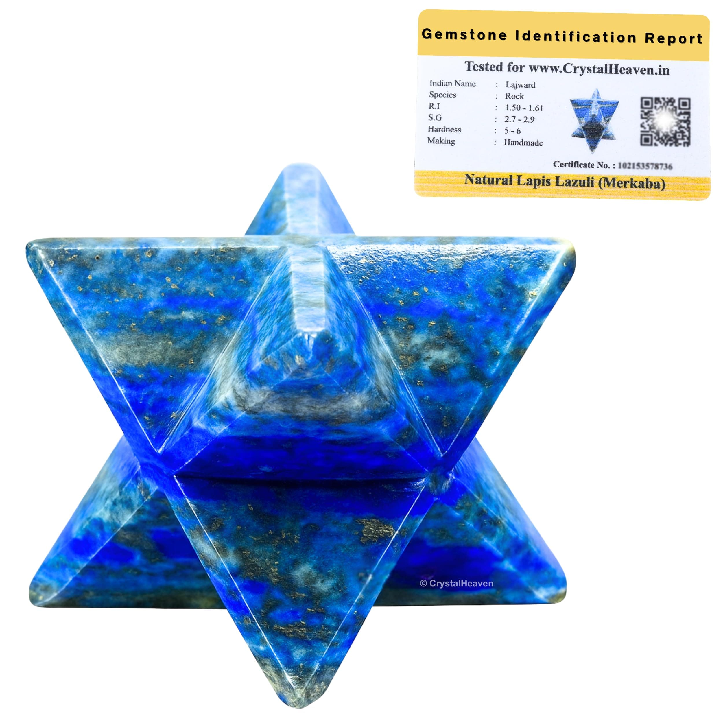 Lapis Lazuli Merkaba Crystal Star for Healing - Original Certified Merkaba Healing Gemstone for Energy Balance and Spiritual Growth - Enhance Meditation and Chakra Alignment (Small, 20-25 mm)