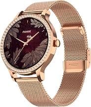 Noise Diva Araya Smartwatch for Women with AMOLED Display (850 Nits), 60 Precision-Set Crystals, Cycle Tracking, Skin Temperature, SOS with Live Location, 100+ Watch Faces - Rose Gold Link