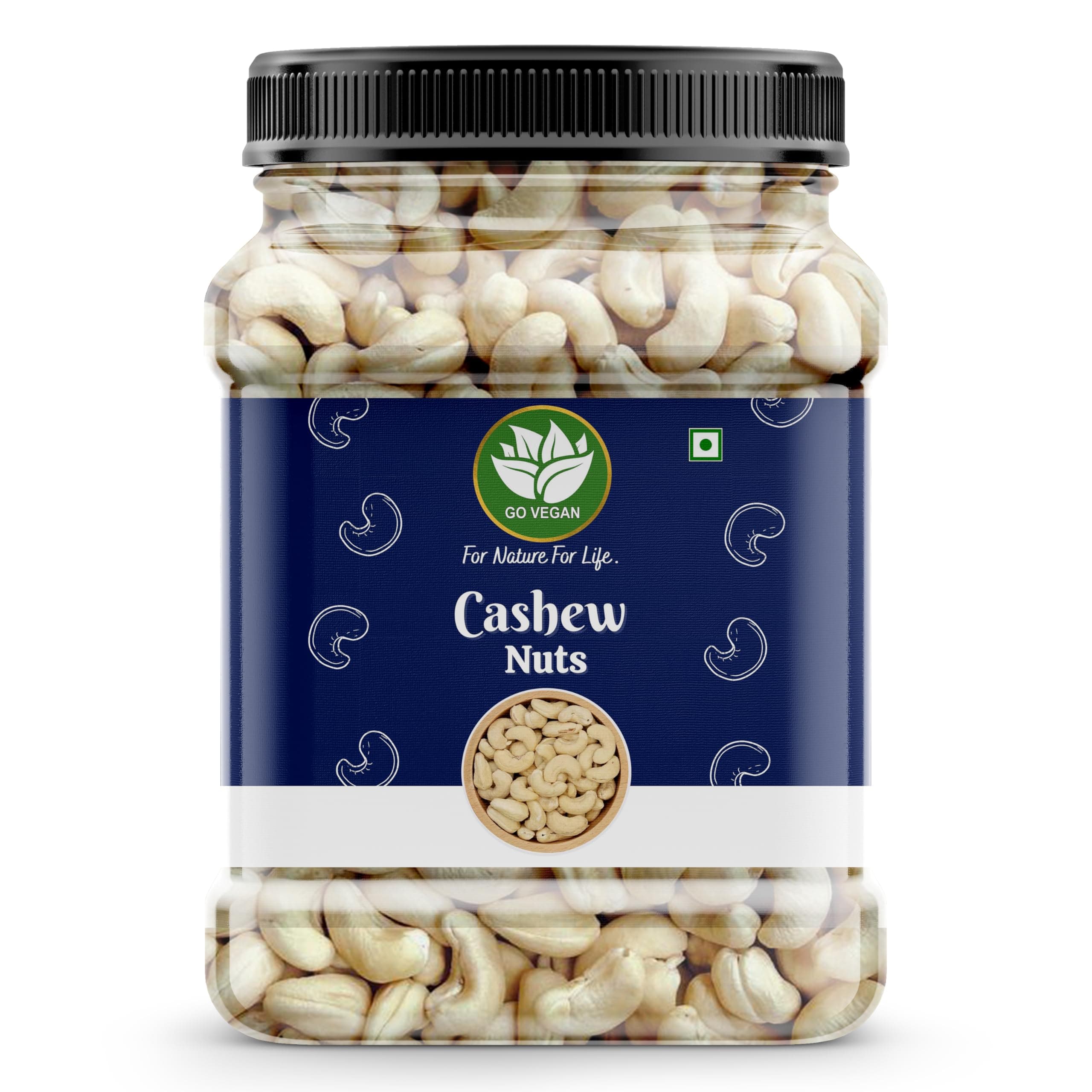 Go Vegan Whole Cashew Nuts -500GM | 100% Natural Premium Kaju | Nutritious, Delicious & Crunchy Kaju | Rich in Magnesium, Copper & Phosphorus (500 gm)