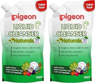 Pigeon Liquid Cleanser Naturals Refill 500 ml | pH Friendly | No Added Color & Alcohol | Natural Cleanser for Baby Feeding Bottles, Accessories, Fruits & Vegetables (Pack of 2)