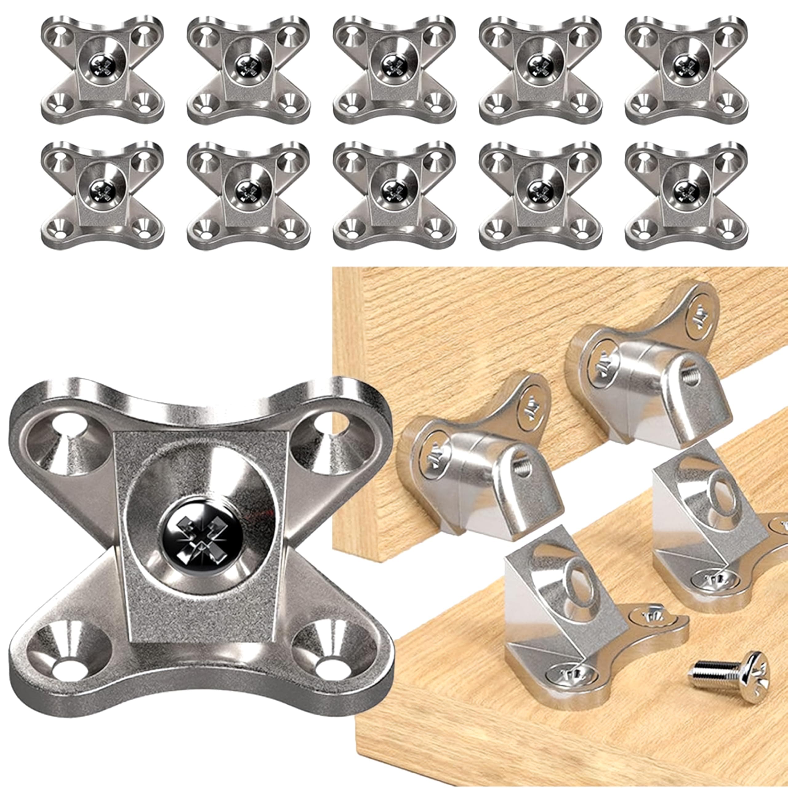 Livzing Zinc Alloy Removable Corner Brace Bracket-Butterfly Shaped Braces for Wooden Furniture-Support Joints for Assembly-Corner Connectors for Tables and Chairs-Detachable Angle Brackets (10 Pieces)