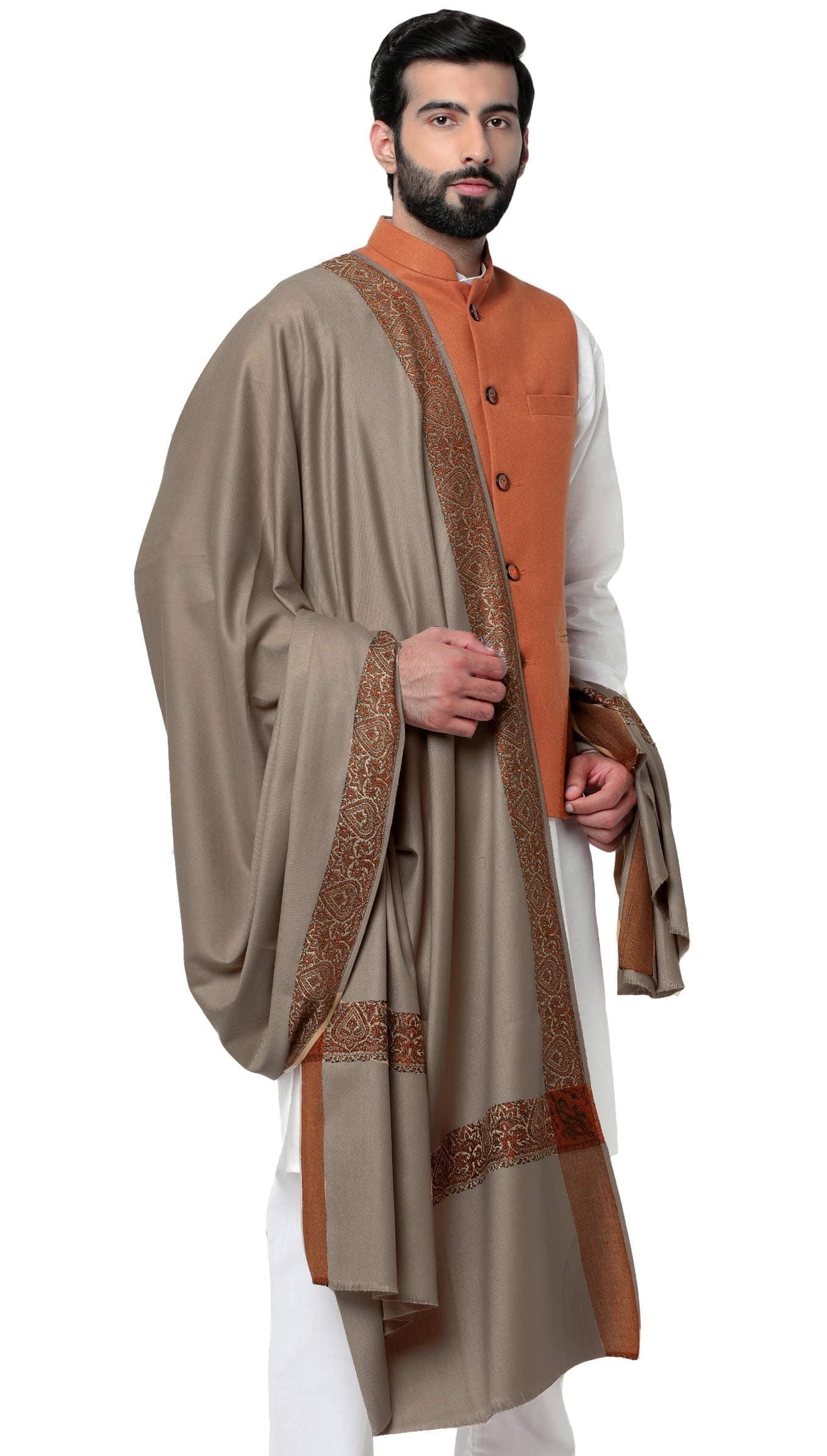 Weavers Villa Men's Woven Border Woollen Lohi/Shawl [50" X 100"]