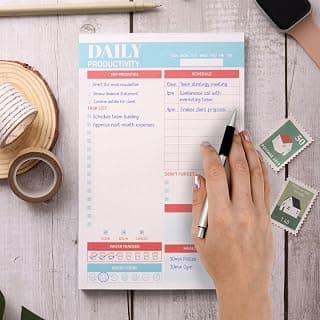 Doodle To Do List Notepad | Undated Daily Planner Pad with 50 Tear-Off Sheets | Hourly Schedule + Task Checklist | A5 Size | 90 GSM Paper | Office, Home & School Organizer