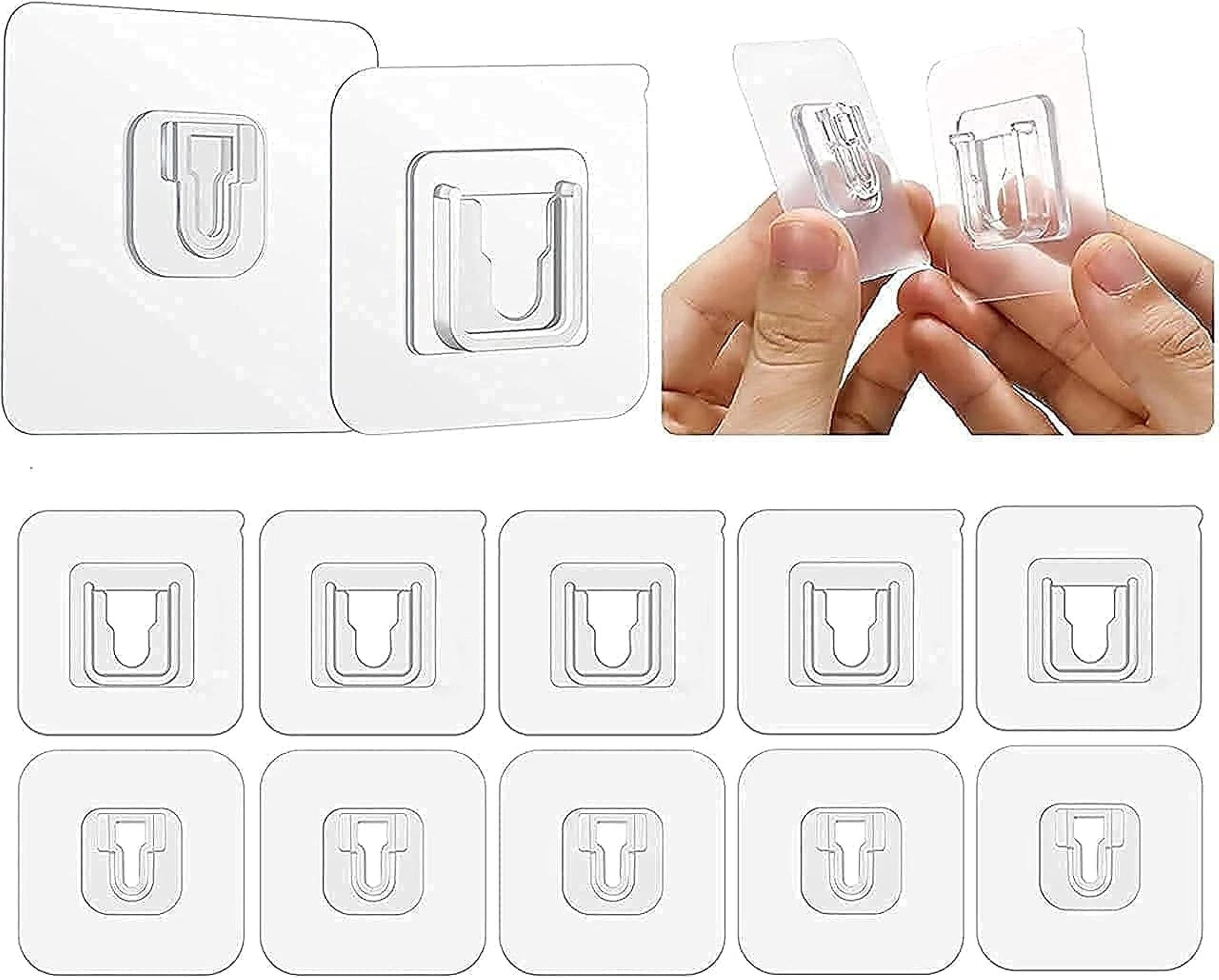 Veentus Plastic Self Adhesive (Male/Female) Wall Hooks 6 KG (Max) Magic Transparent Sticker for Hanging Mobile Case Spike Guards Toilet Brush Photo Frames Bathroom Kitchen Accessories (Pack of 20)
