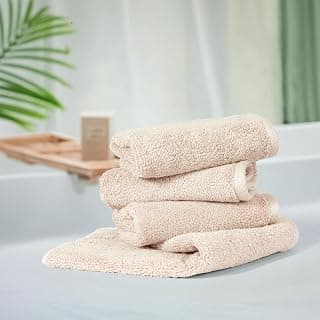 MYTRIDENT Organic Wash Towel, 4Pc Face Towel Set (33 cm x 33 cm), Beige