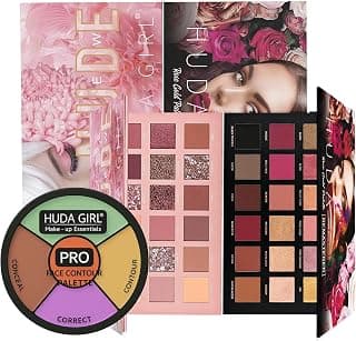 Eyeshadow Palette Combo with Color Corrector Palette, 36 Nude Rose Gold Shades + Bright Concealer for Women, Glitter Eye Makeup Kit Set for Dark Circles