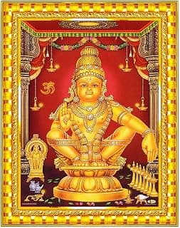Pavan Photo Laminations Lord Ayyappa Swamy Ayyappan Iyyappan Wall Painting Framed Home Decor (Wood,Acrylic,Gold,Big Size,10x12 Inch) R1076M