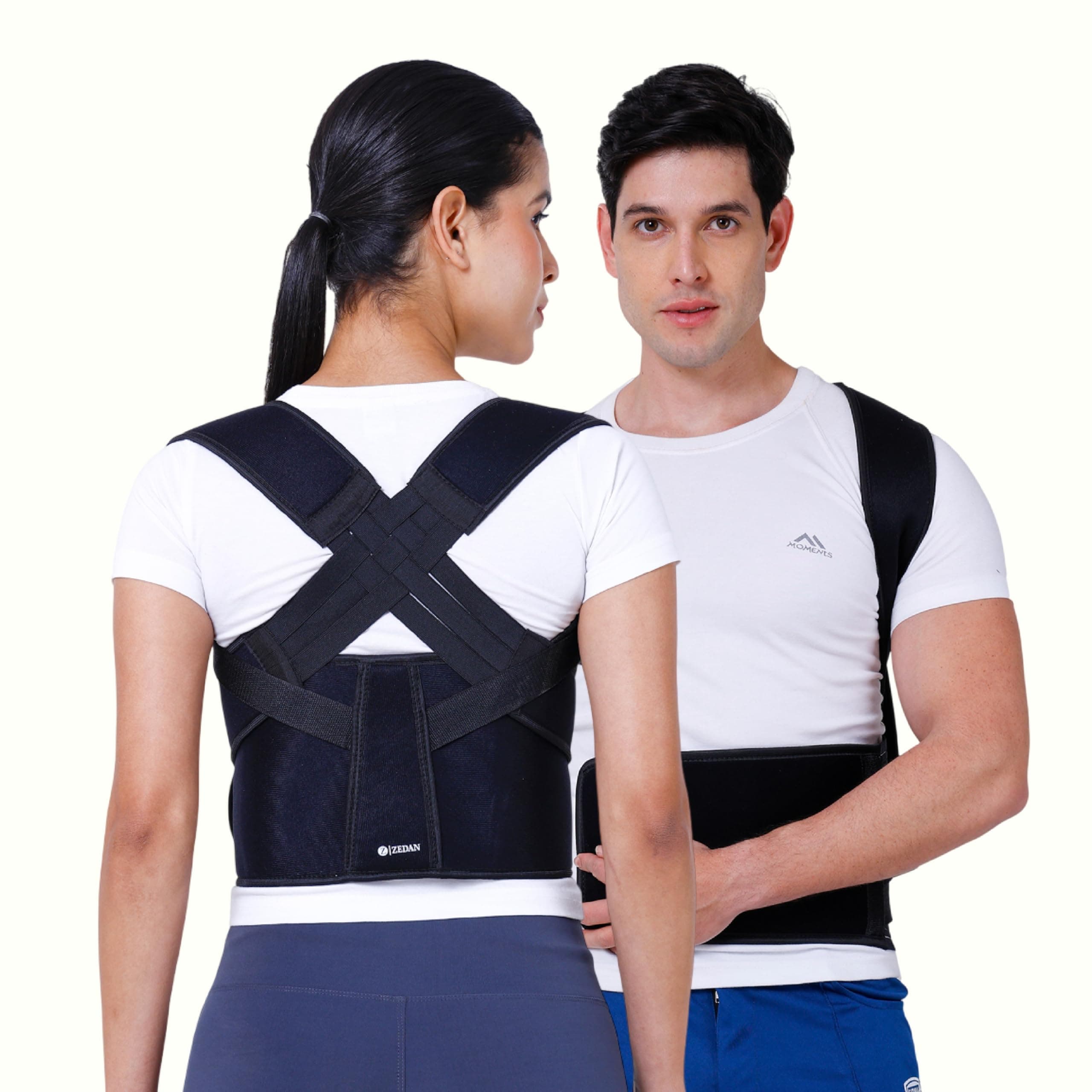 ZEDAN Neoprene Posture Corrector Back Support Belt | Posture Corrector Belt For Back & Shoulder | Back Straightener Brace For Spine & Body Posture Correction | For Men & Women | Free Size (Style 03)