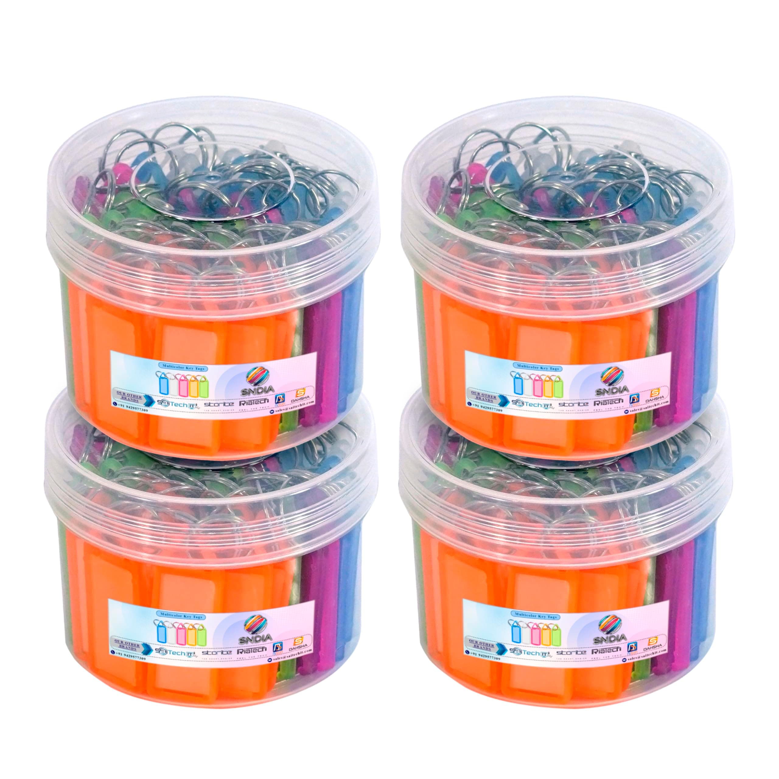 SNDIA 200 Pcs Key Tag Keyring & Keychain, Multicolor | Name Tag Labels, Two Side Id Label, Split Ring, For Office, Home Key